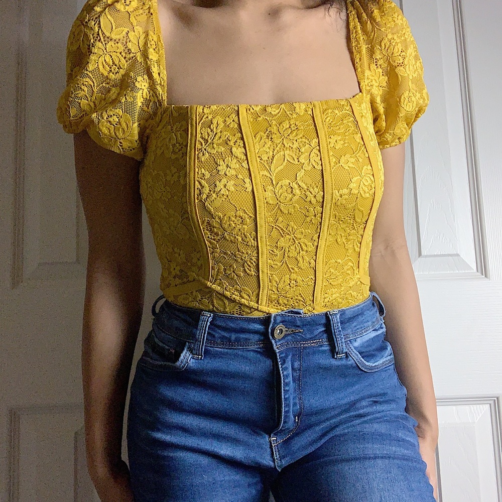 Yellow Lace Bodysuit